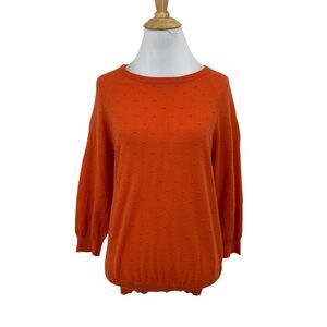 Marc by Marc Jacobs Sweater Womens S Small Flamingo Red Textured Swiss Dot Top